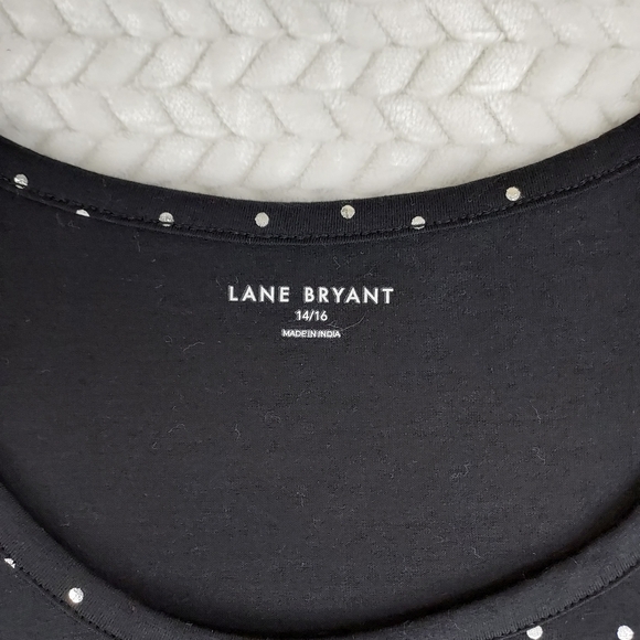 Lane Bryant Polka Dot Scoop Neck 3/4 Sleeve Relaxed fit Curved Size 14/16 Top - Picture 4 of 10